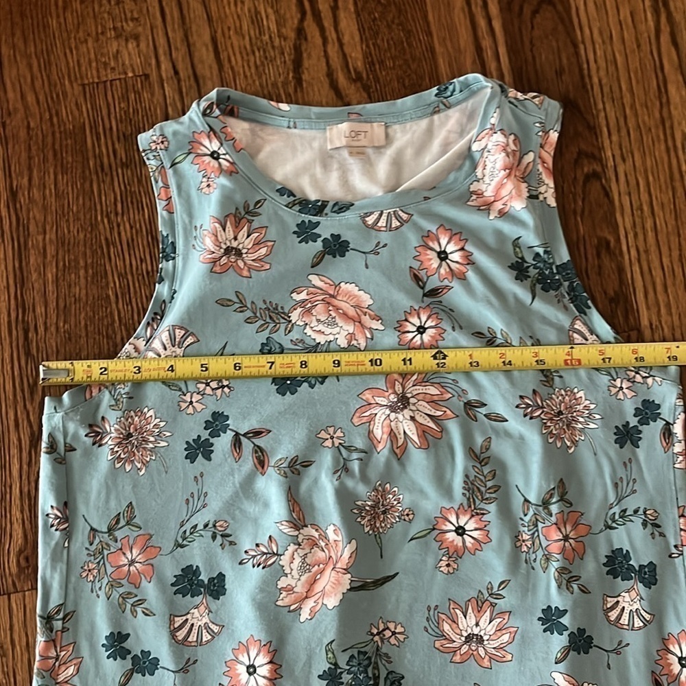 LOFT Tank Dress Floral Print Light Blue Size XL - Picture 6 of 7